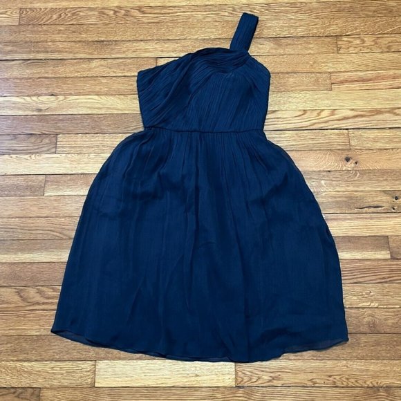 J. Crew Dresses & Skirts - J Crew Half Shoulder Cocktail Dress Black Silk Mini Fit Size 2